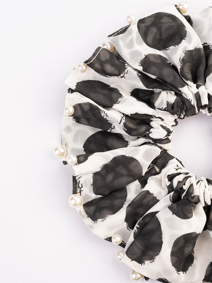 Pearl Embellished Printed Hair Tie