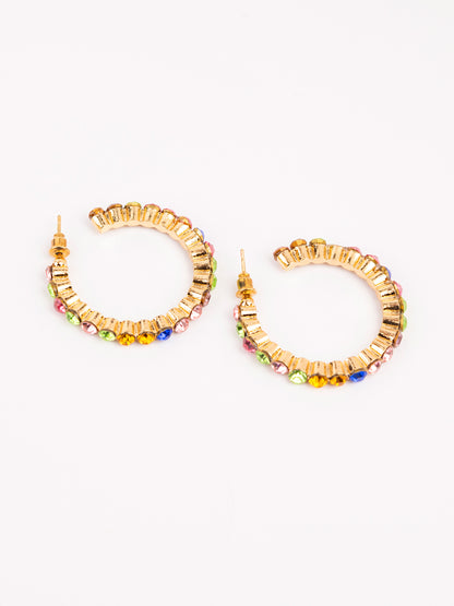 Rhinestone Embellished C-Hoops