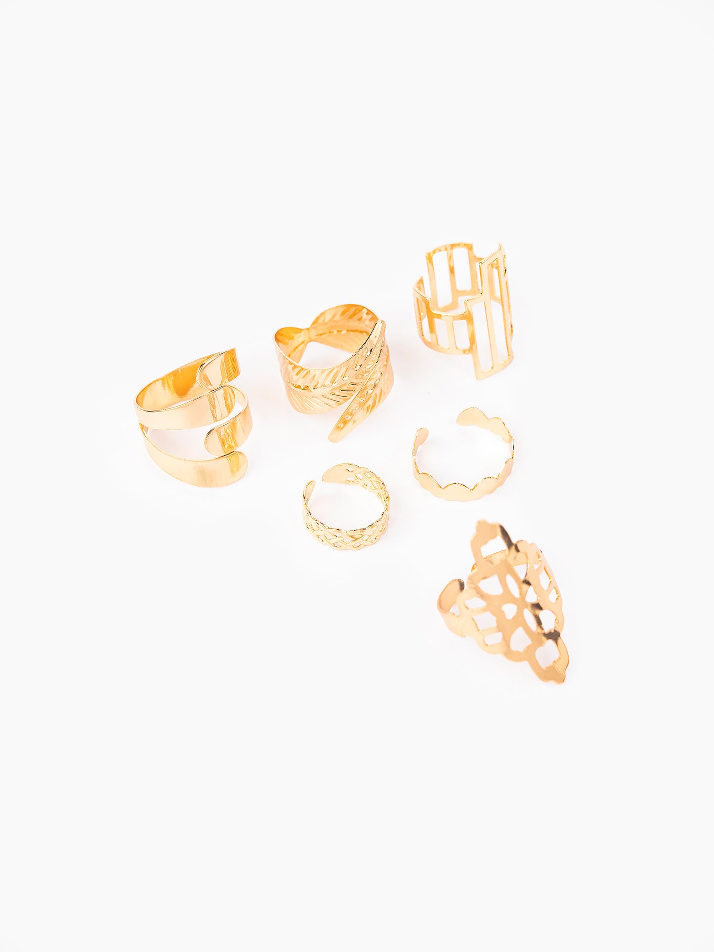 Geometric Gold Ring Set