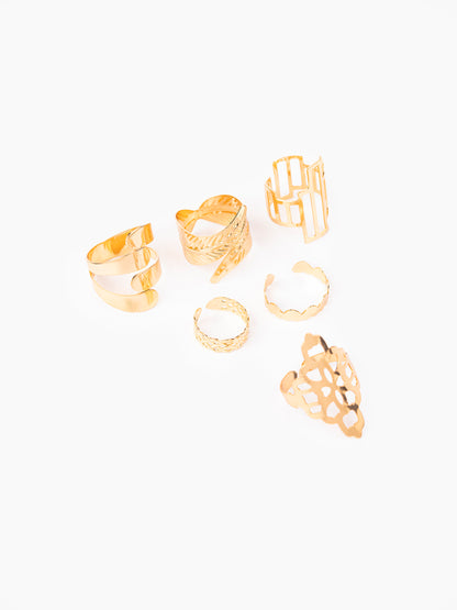 Geometric Gold Ring Set