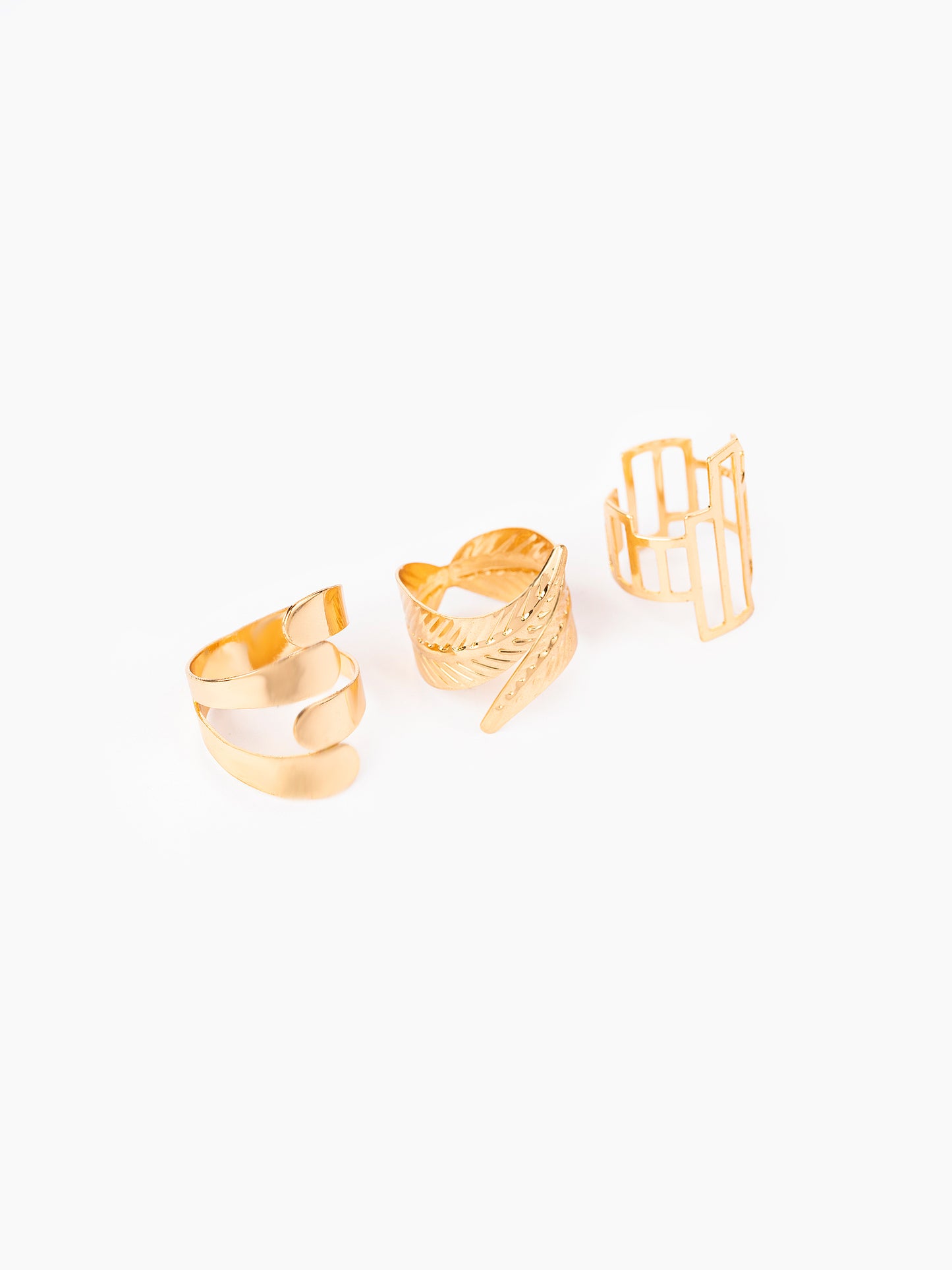 Geometric Gold Ring Set