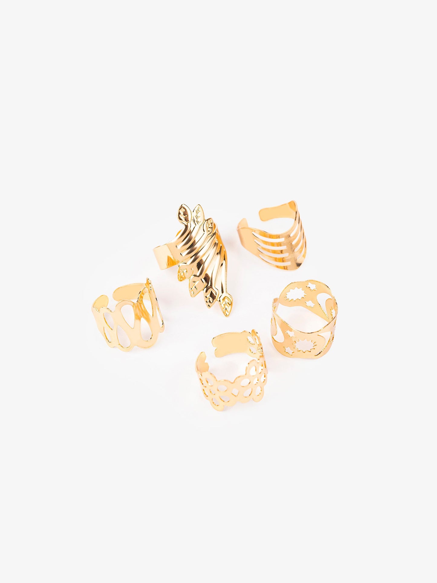 Geometric Gold Ring Set