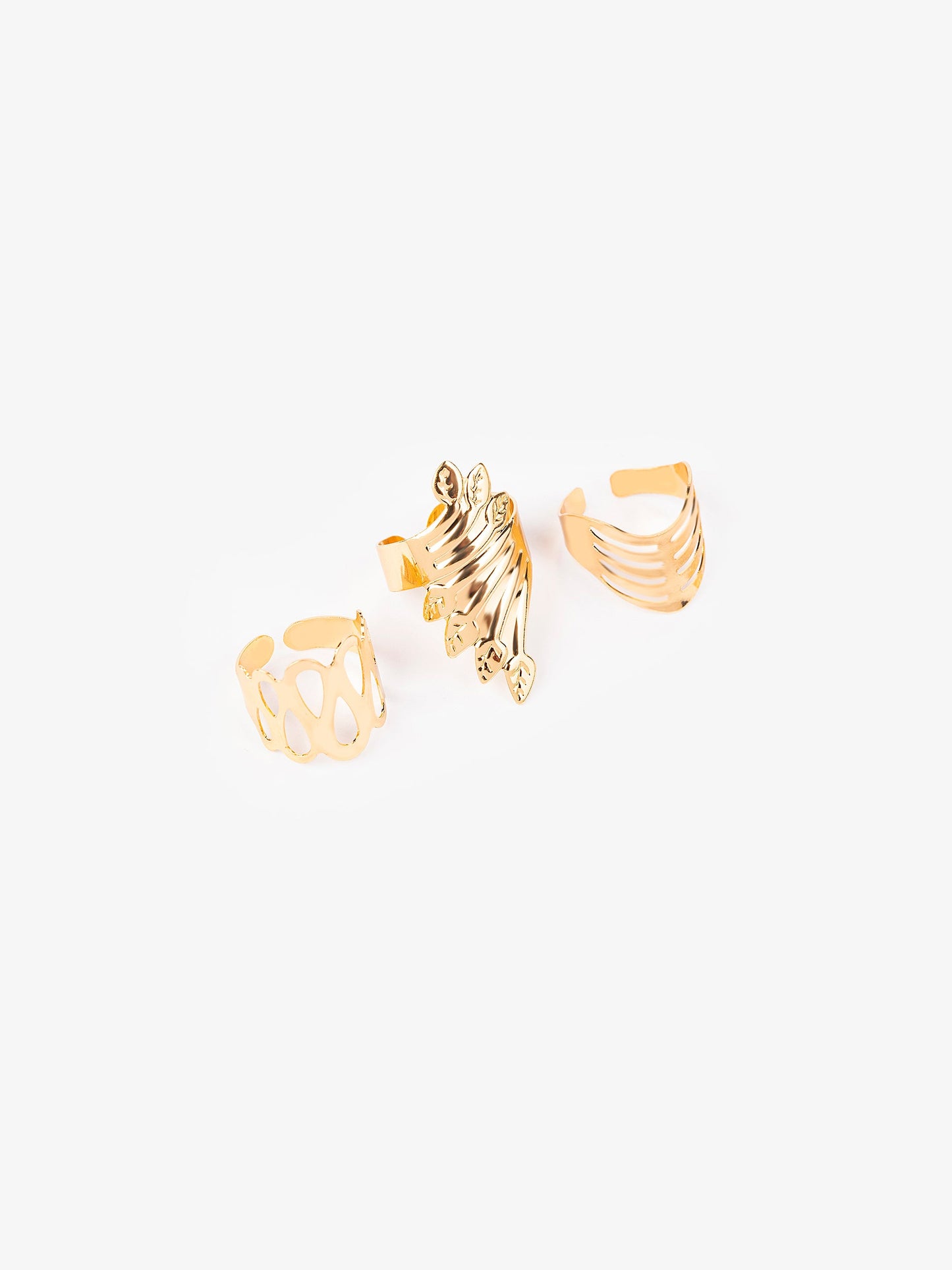 Geometric Gold Ring Set