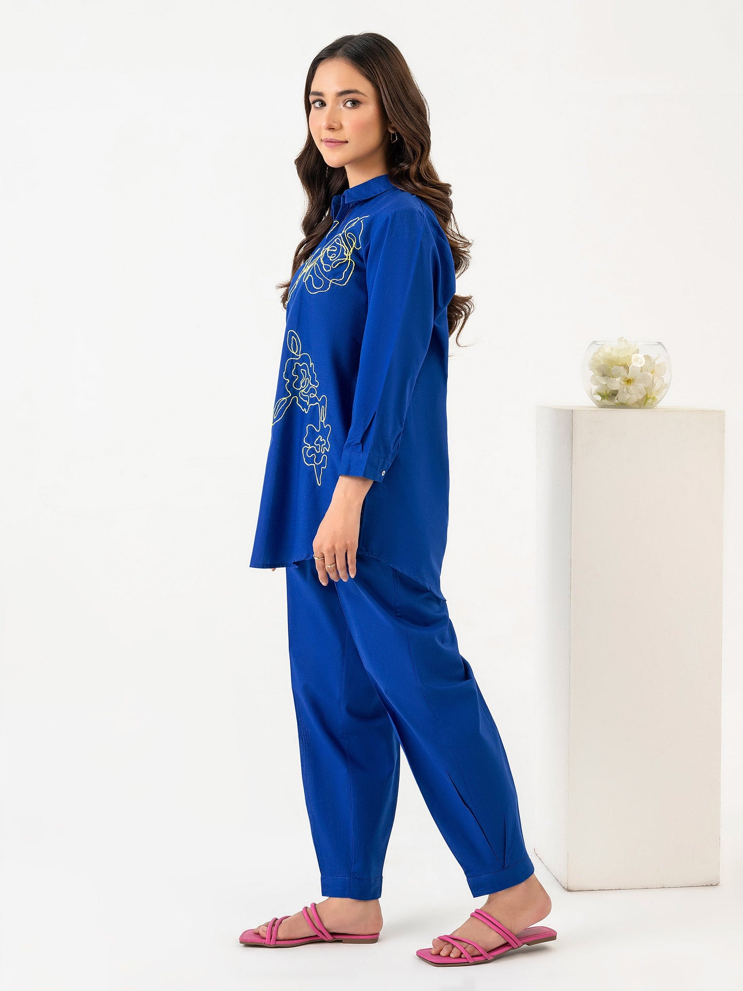 2 Piece Cambric Suit-Embroidered (Pret)