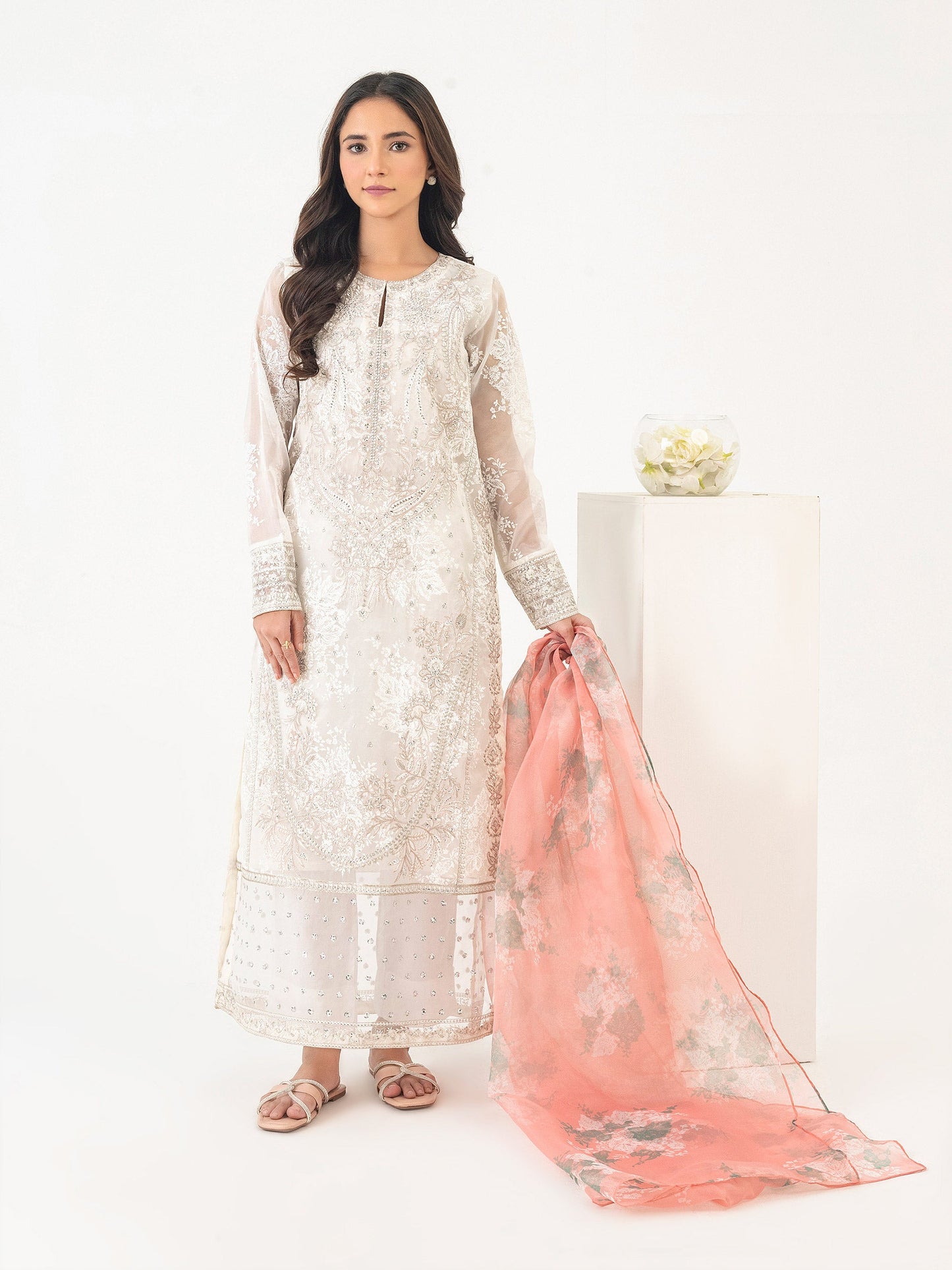 2 Piece Organza Suit-Embroidered (Pret)