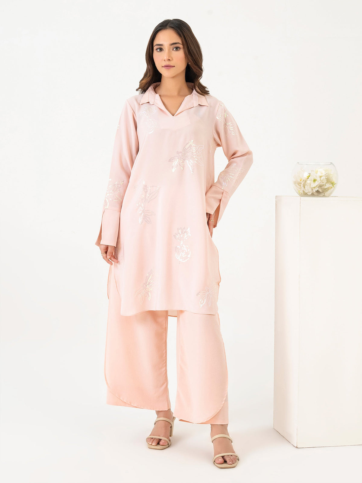 2 Piece Grip Co-Ord Set-Embroidered (Pret)