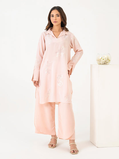 2 Piece Grip Co-Ord Set-Embroidered (Pret)