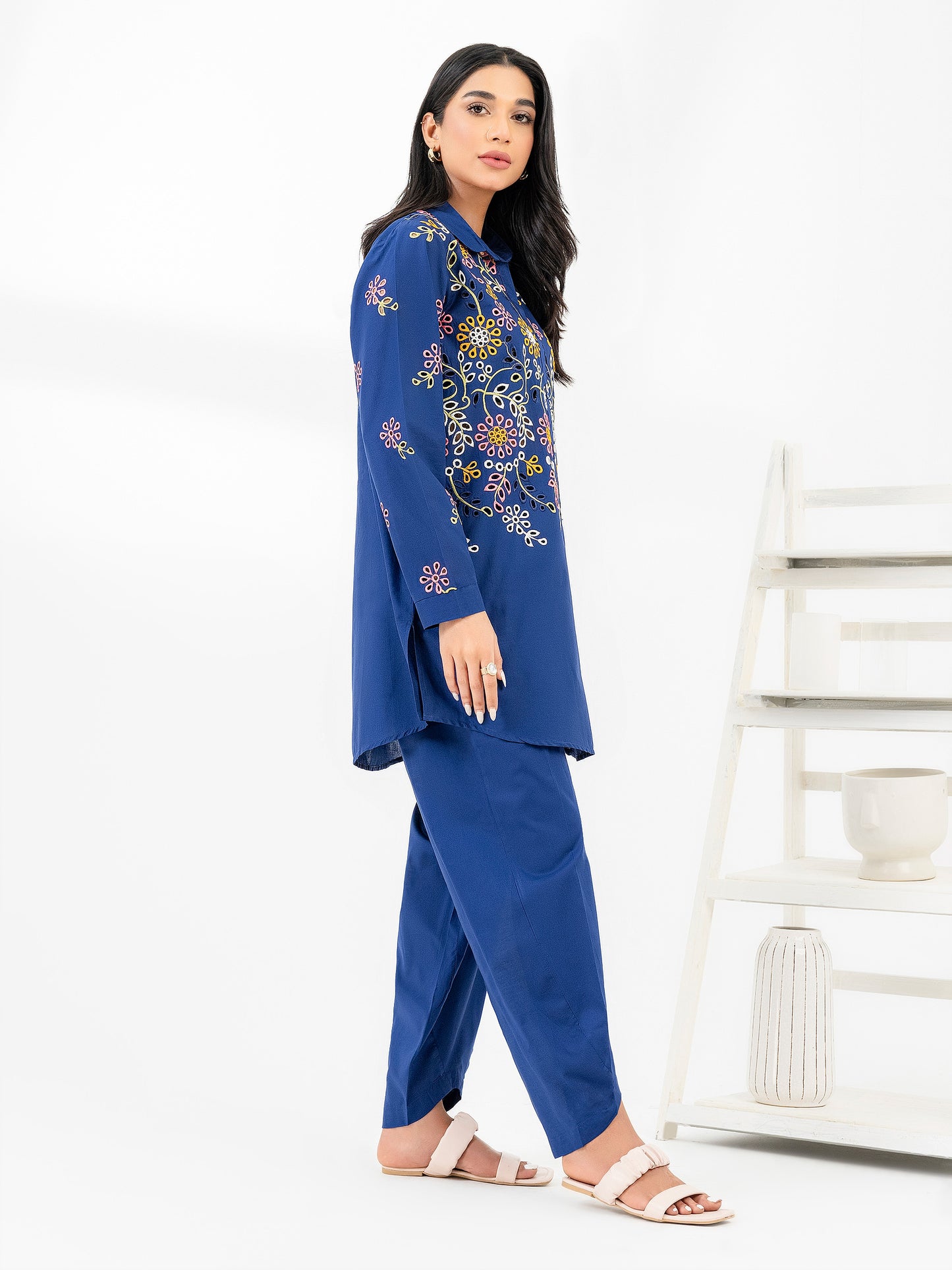 Cambric Co-Ord Set-Embroidered (Pret)