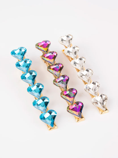 Beaded Heart Hair Clips