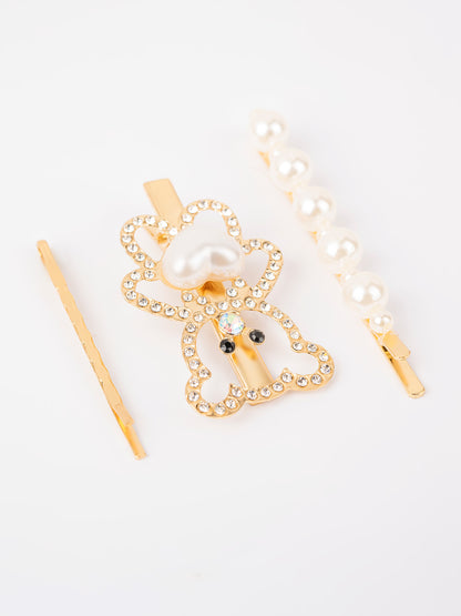Embellished Teddy Bear Hair Clips
