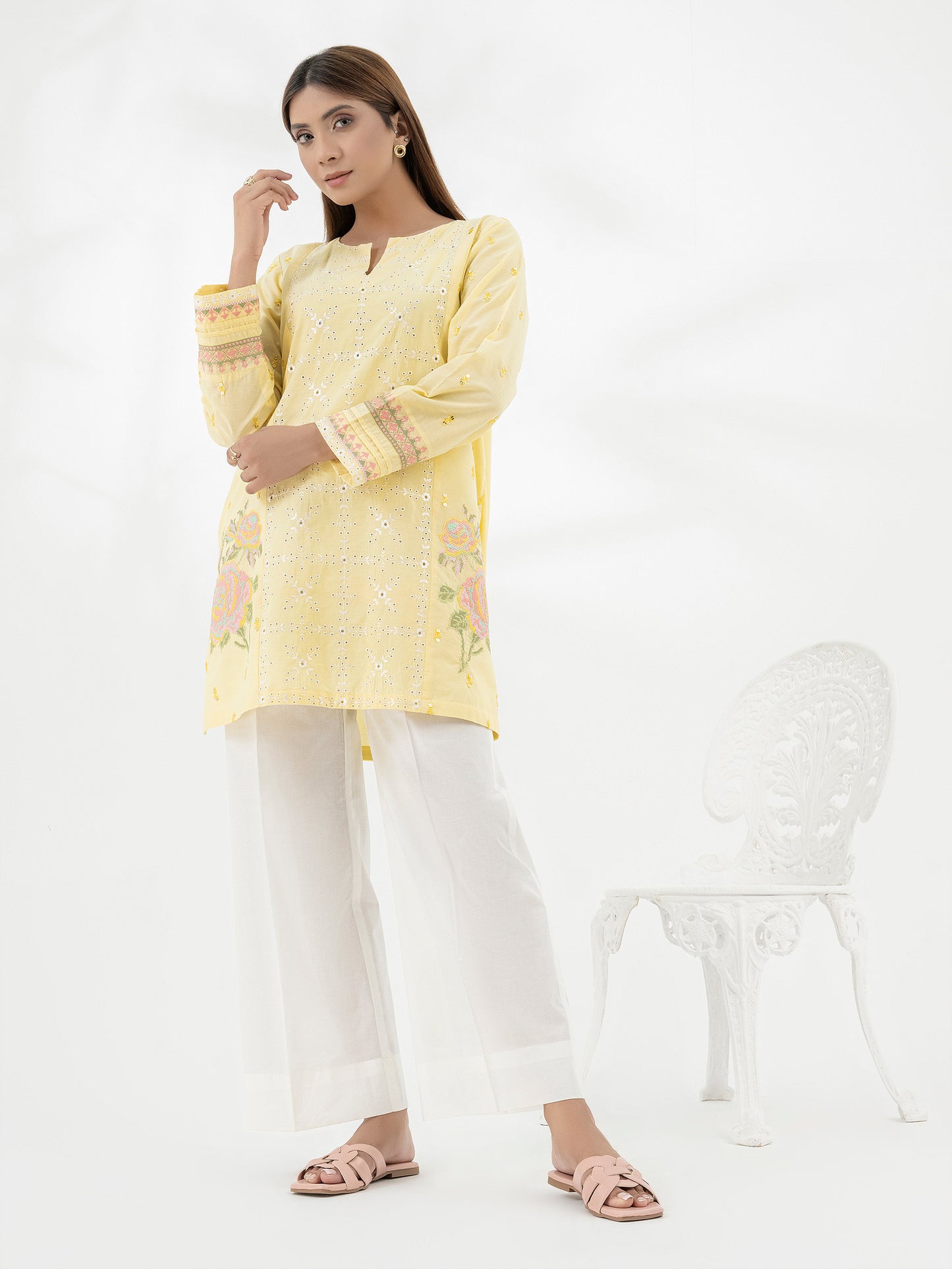 Yarn Dyed Kurti-Embroidered (Pret)