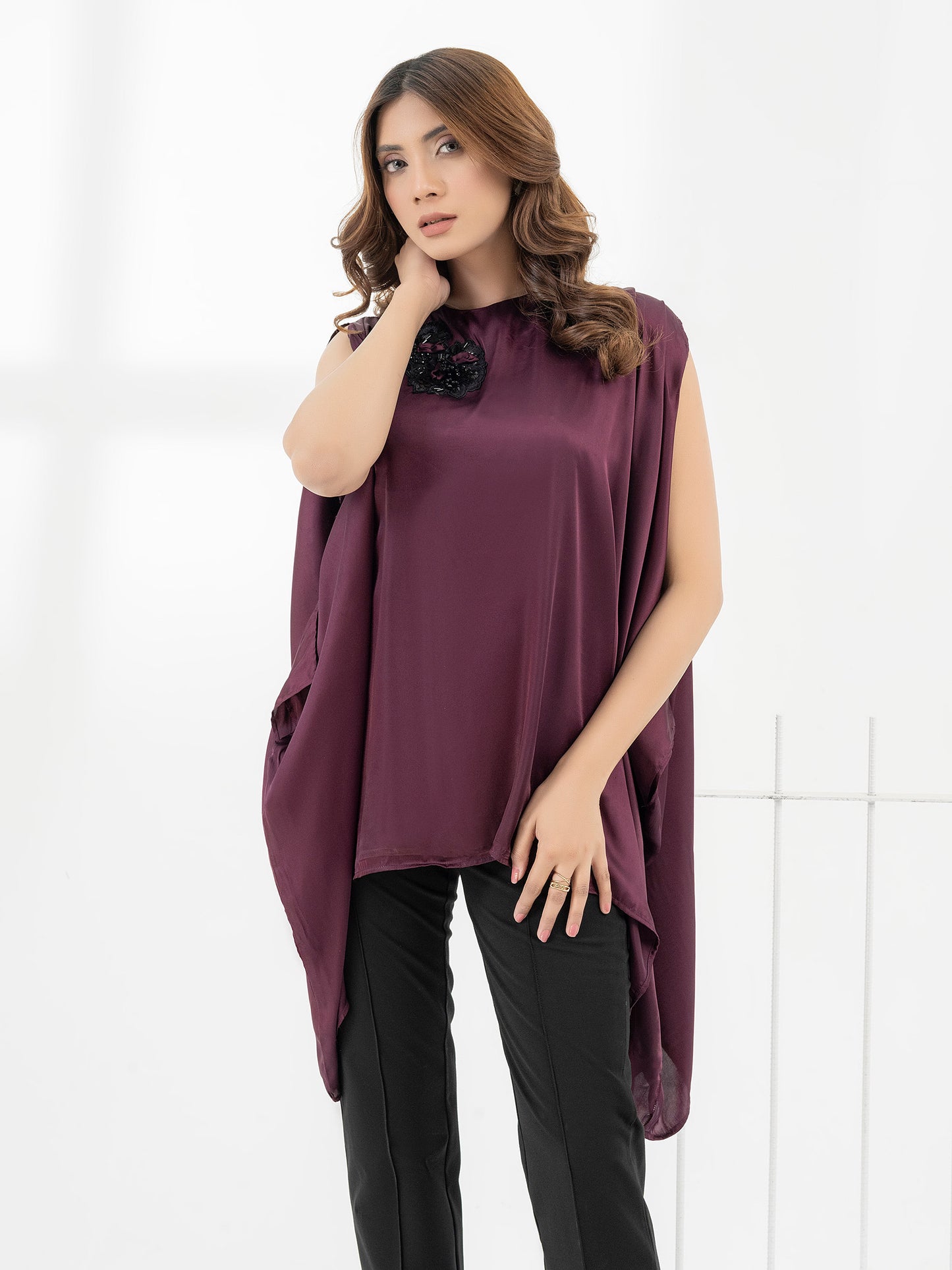 Embellished Silk Top