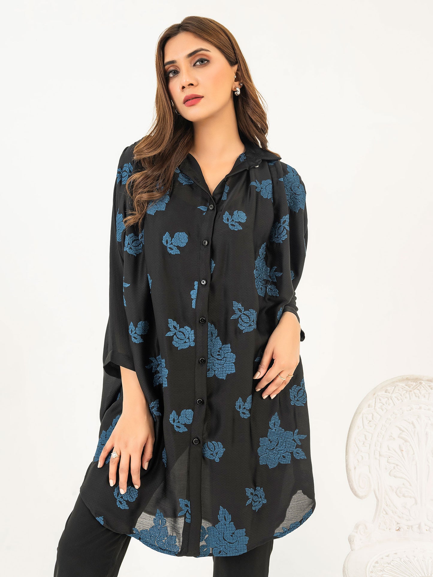 Chiffon Top-Embroidered