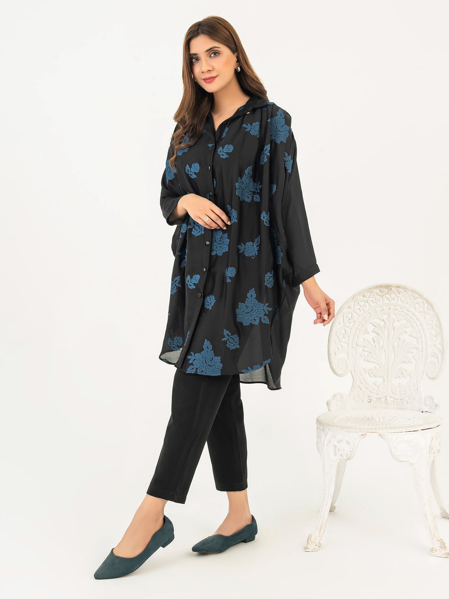 Chiffon Top-Embroidered