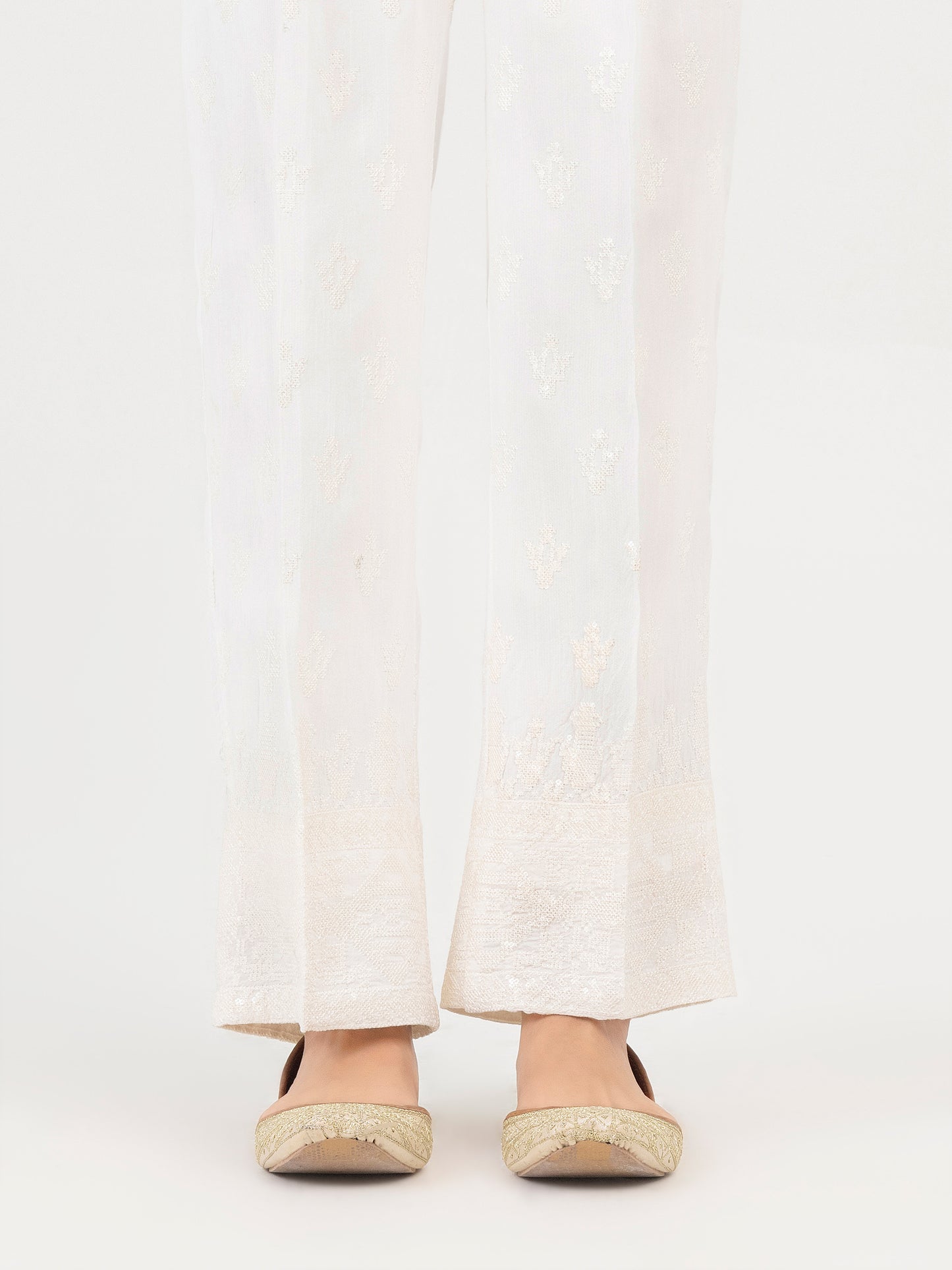 Raw Silk Trouser-Embroidered (Pret)