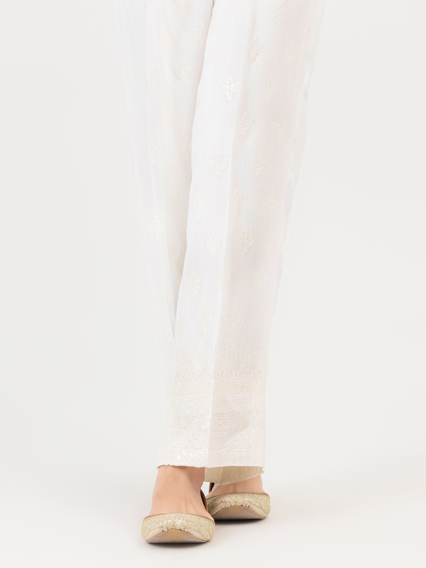 Raw Silk Trouser-Embroidered (Pret)