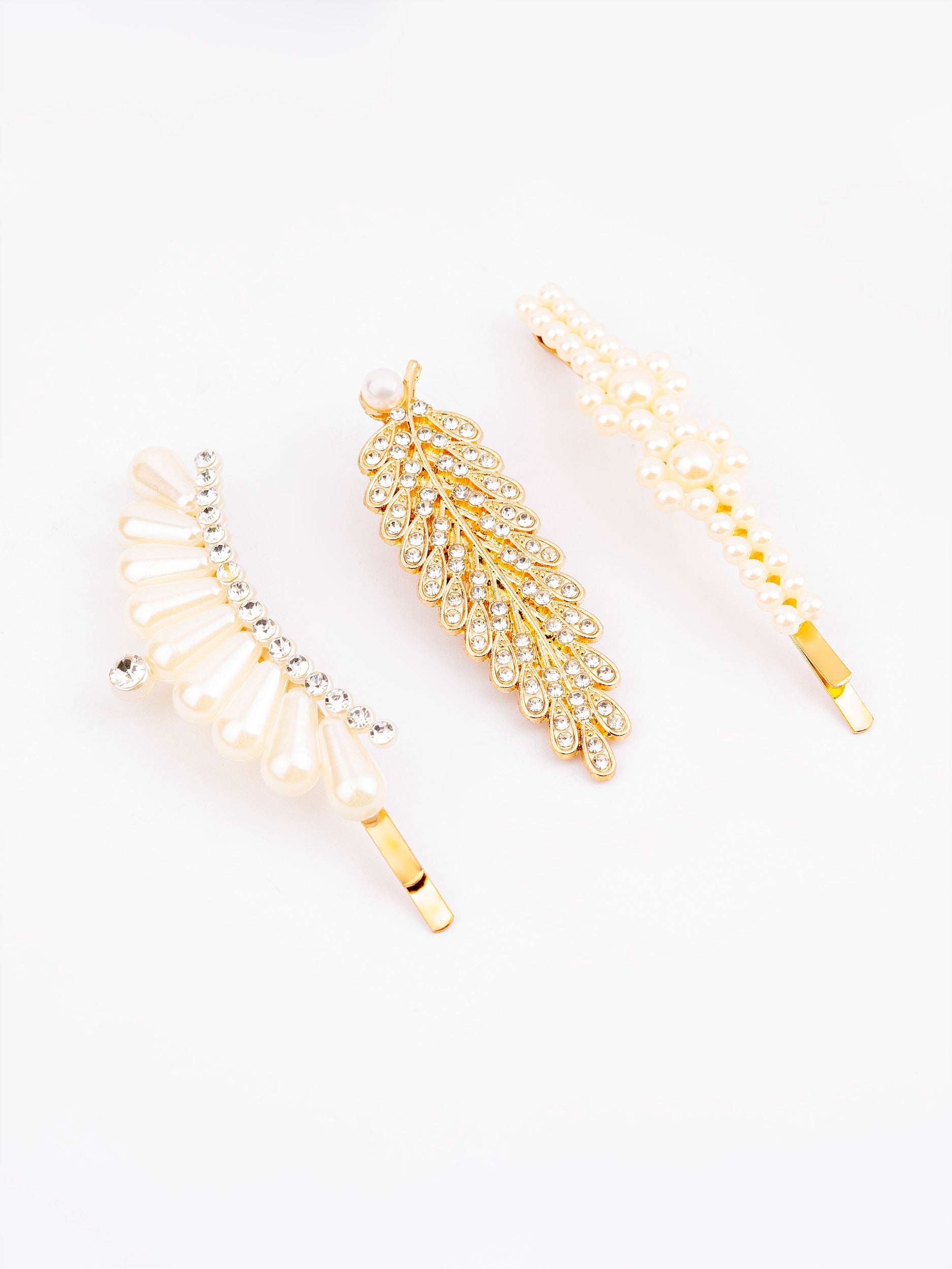 Pearl Embellished Hair Clip Set Limelightpk