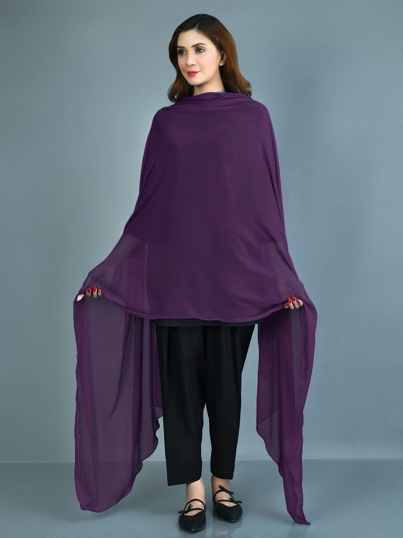 Chiffon Dupatta - Purple