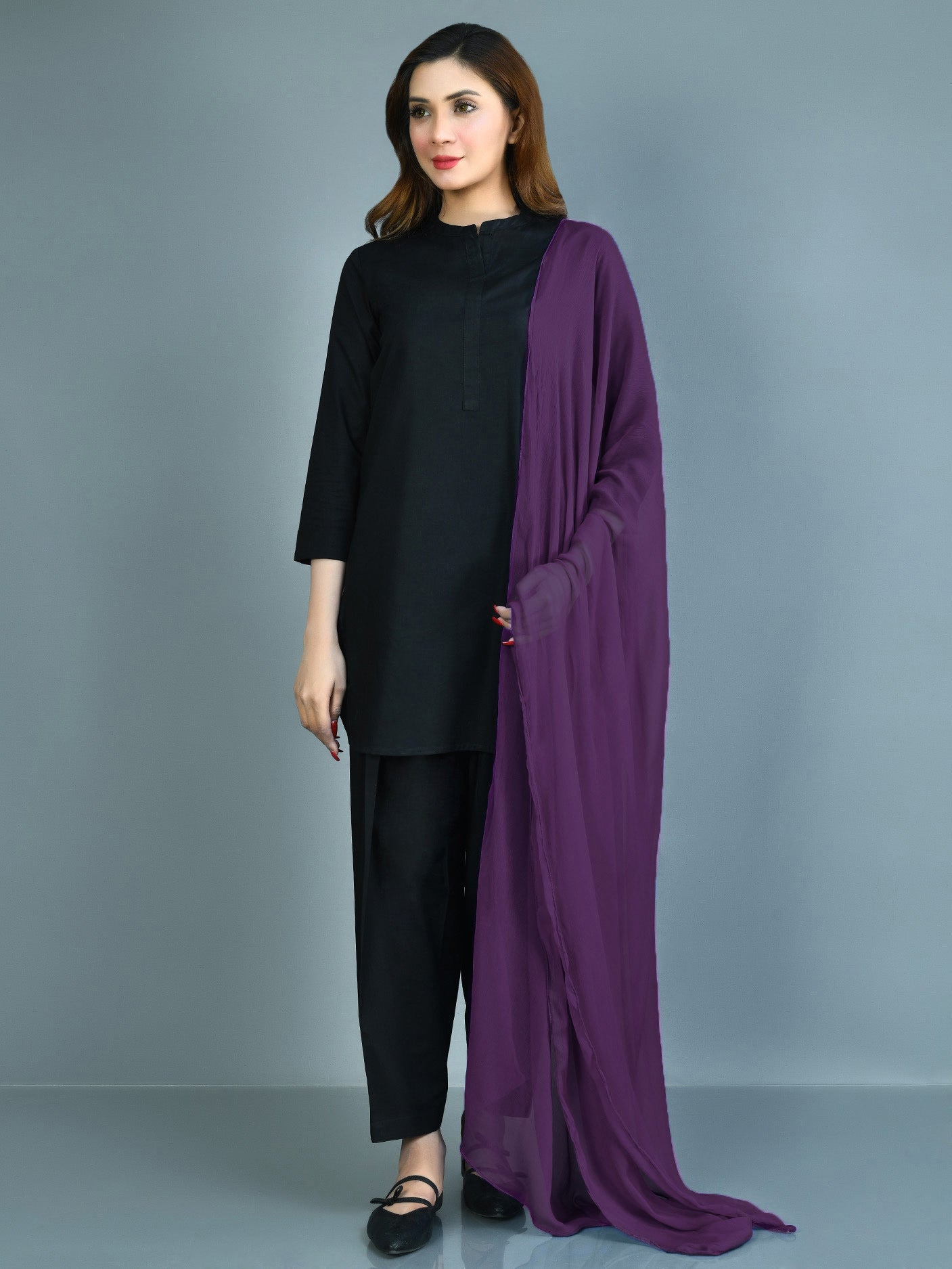 Chiffon Dupatta - Purple