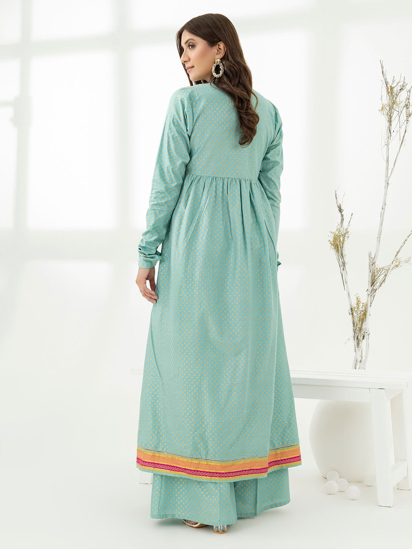 2 Piece Satin Suit-Embroidered (Pret)