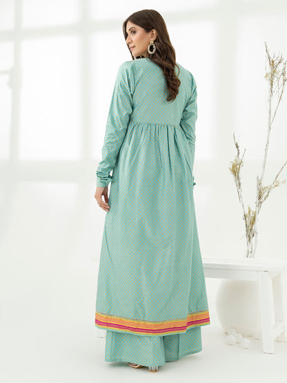 2 Piece Satin Suit-Embroidered (Pret)