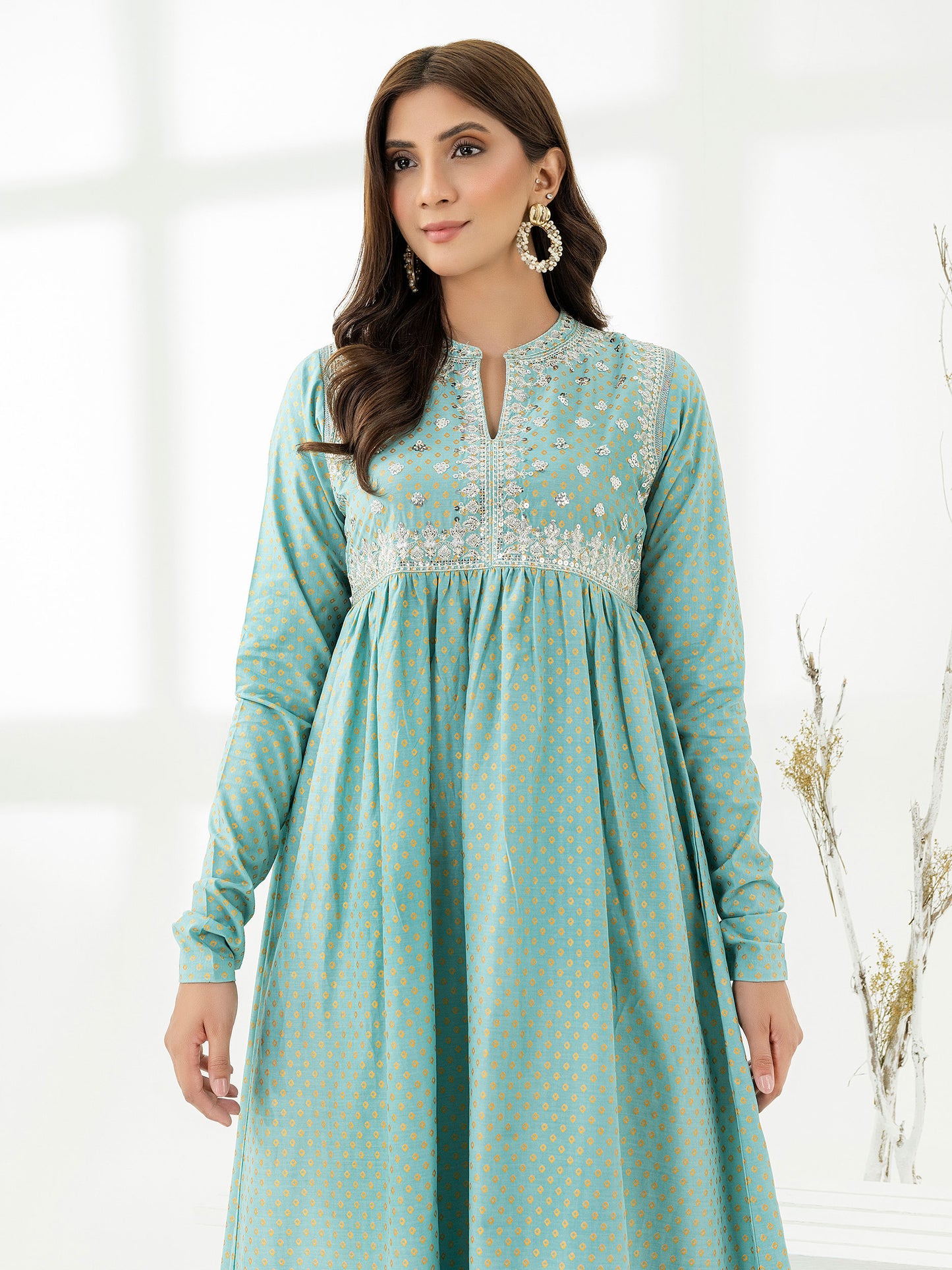 2 Piece Satin Suit-Embroidered (Pret)