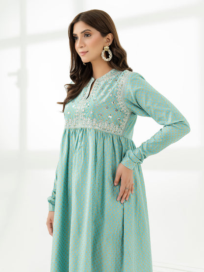 2 Piece Satin Suit-Embroidered (Pret)