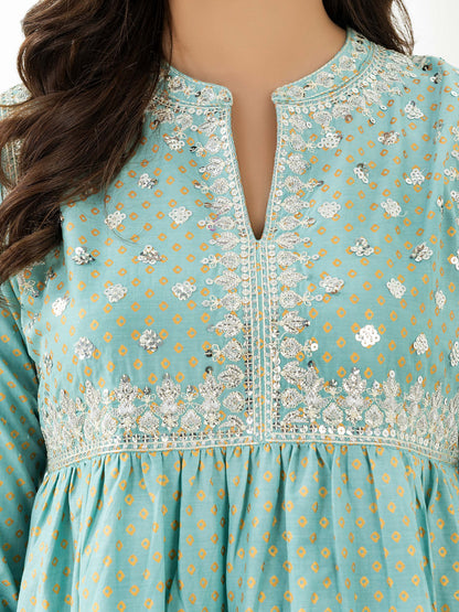 2 Piece Satin Suit-Embroidered (Pret)