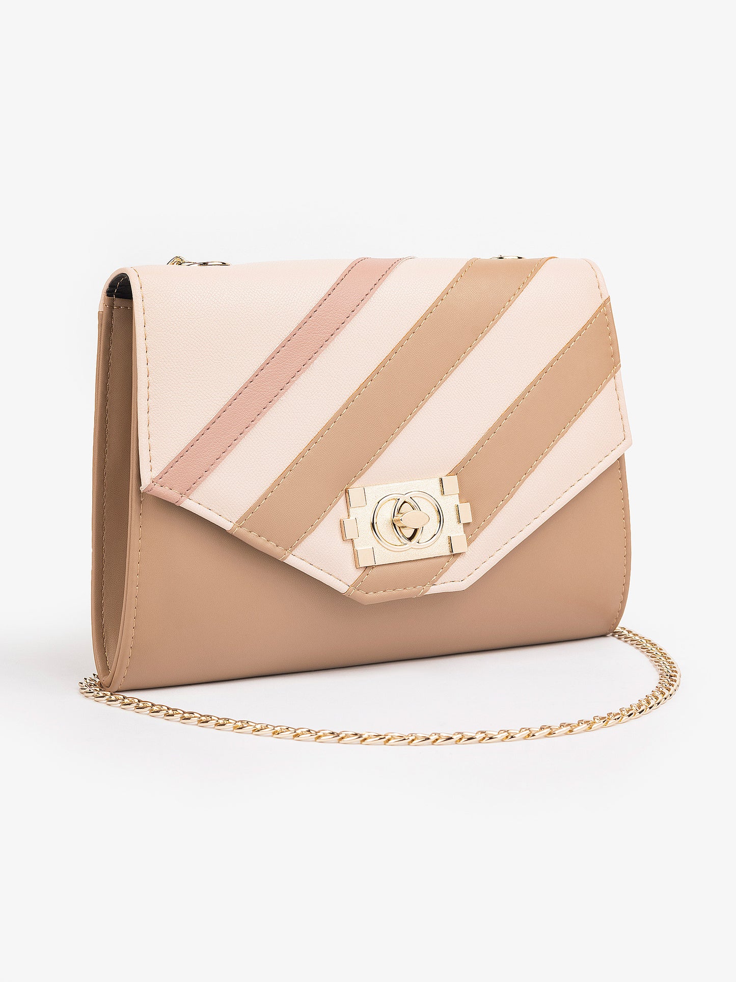 Two Toned Striped Clutch