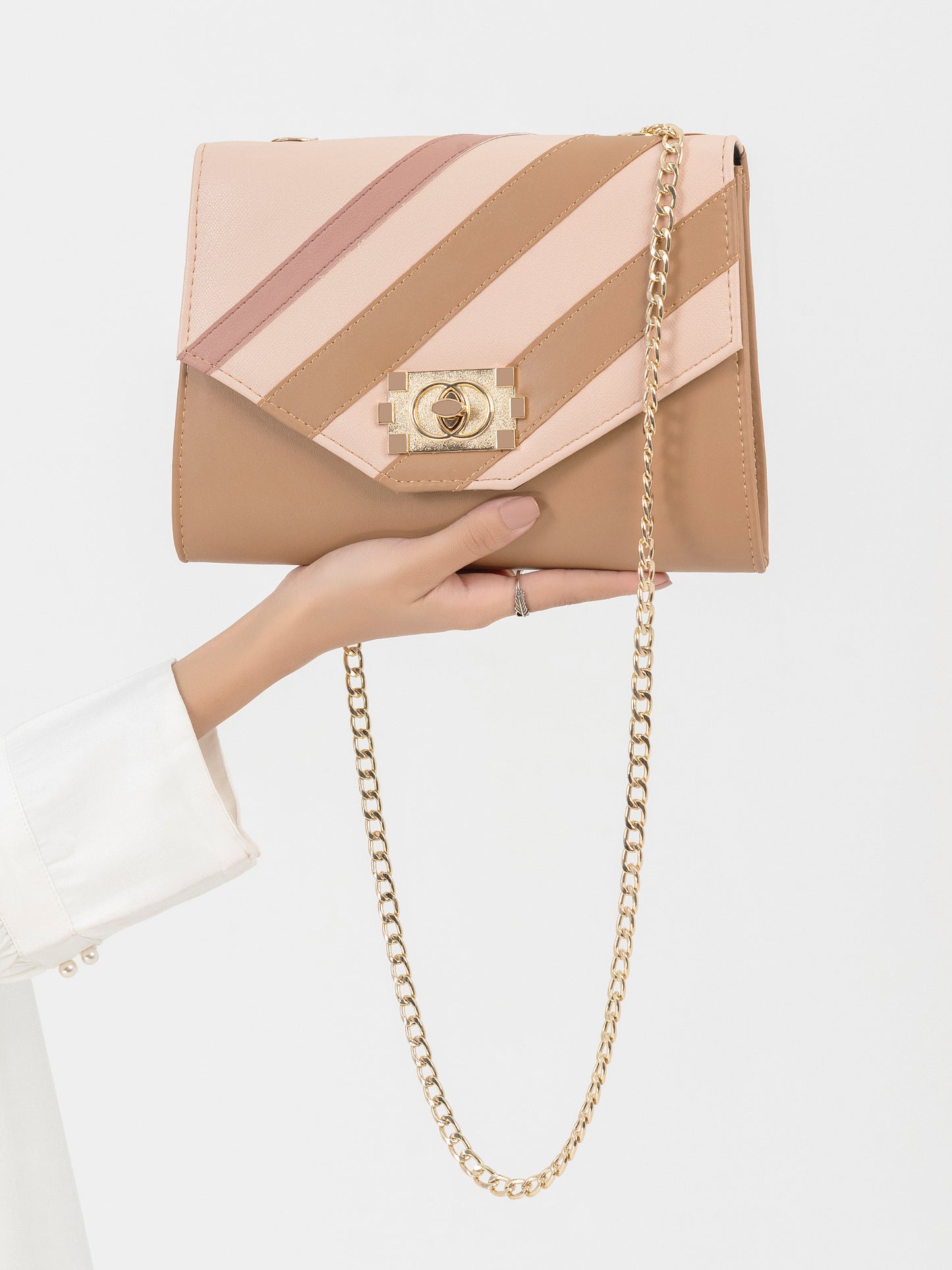 Two Toned Striped Clutch