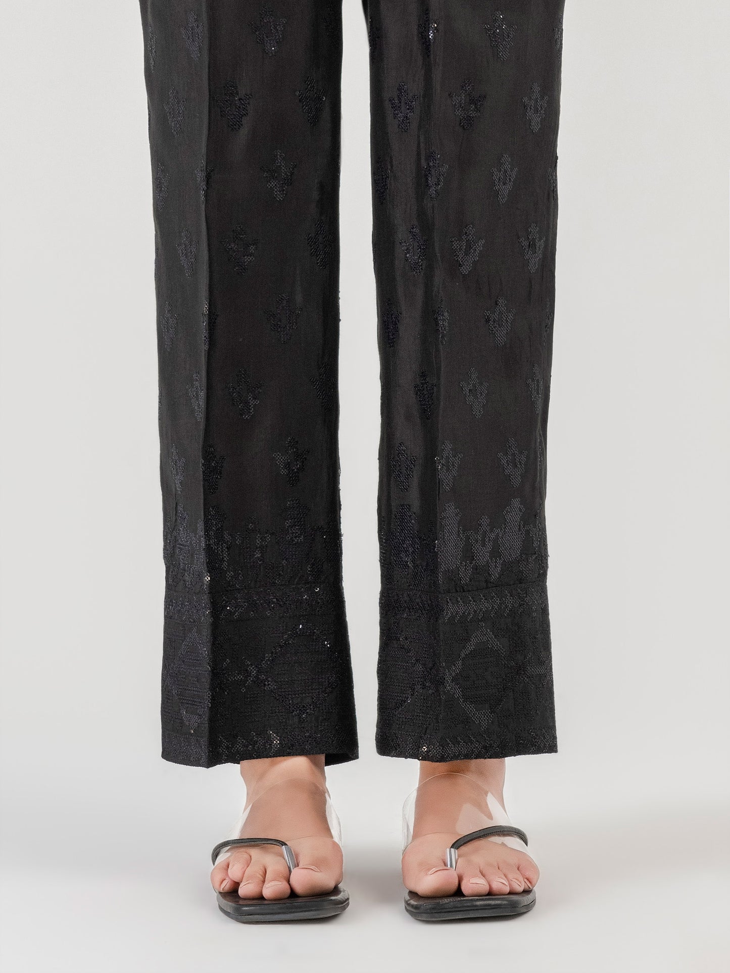 Embellished Raw Silk Trouser (Pret)