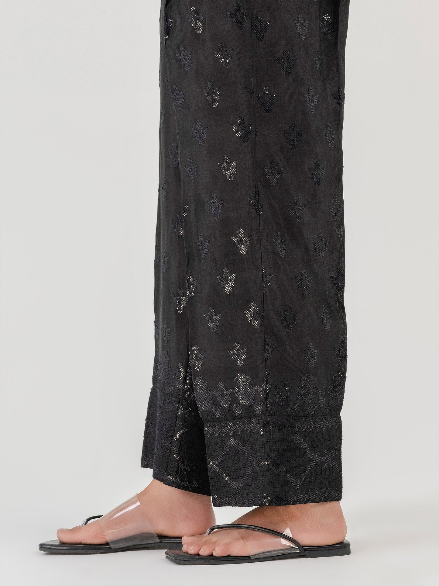 Embellished Raw Silk Trouser (Pret)