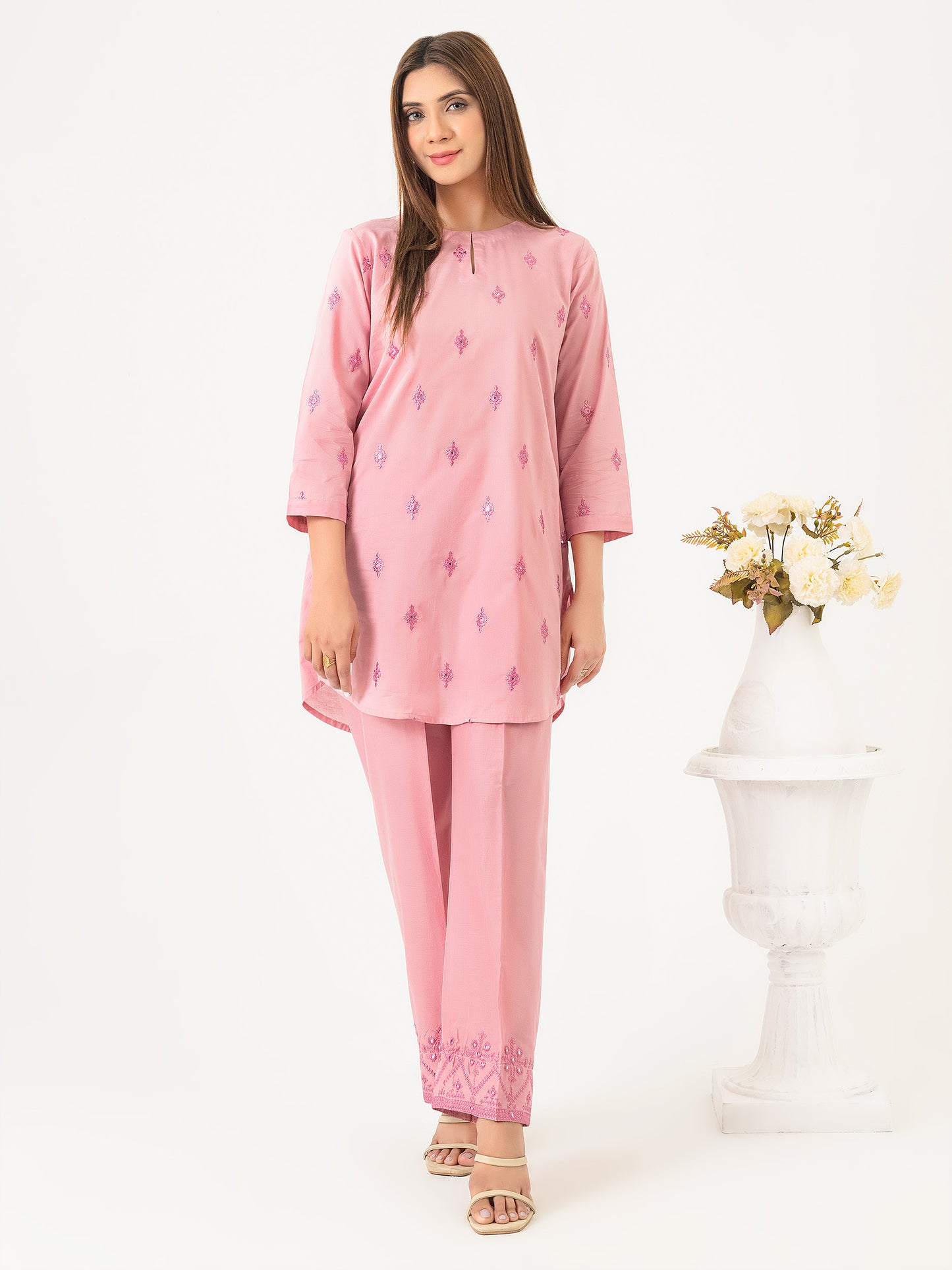 Lawn Co-Ord Set-Embroidered (Pret)