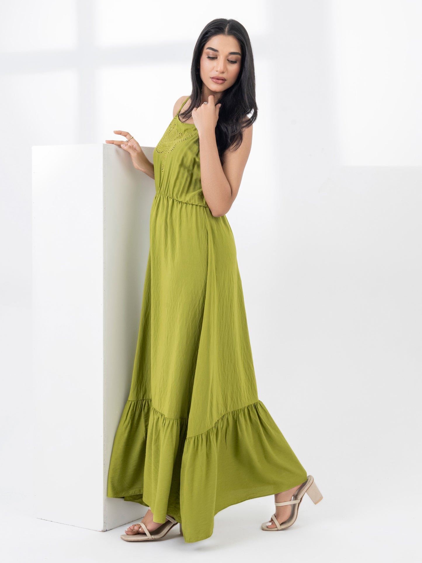 Embroidered Raw Silk Dress