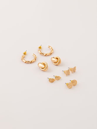 metallic-gold-stud-earrings-set