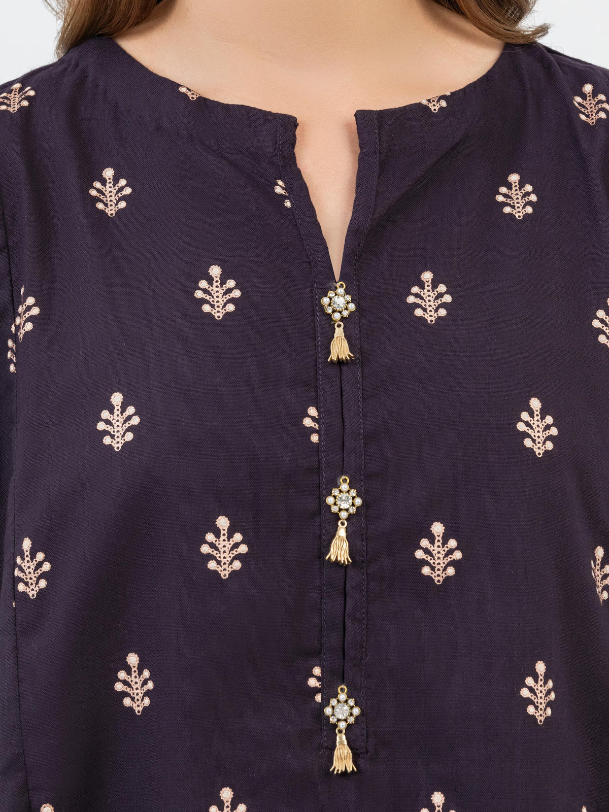 Khaddar Kurti-Paste Print(Pret)