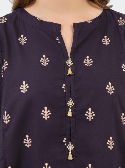 Khaddar Kurti-Paste Print(Pret)