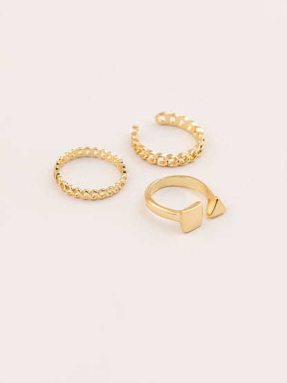 Metallic Bold Ring Set