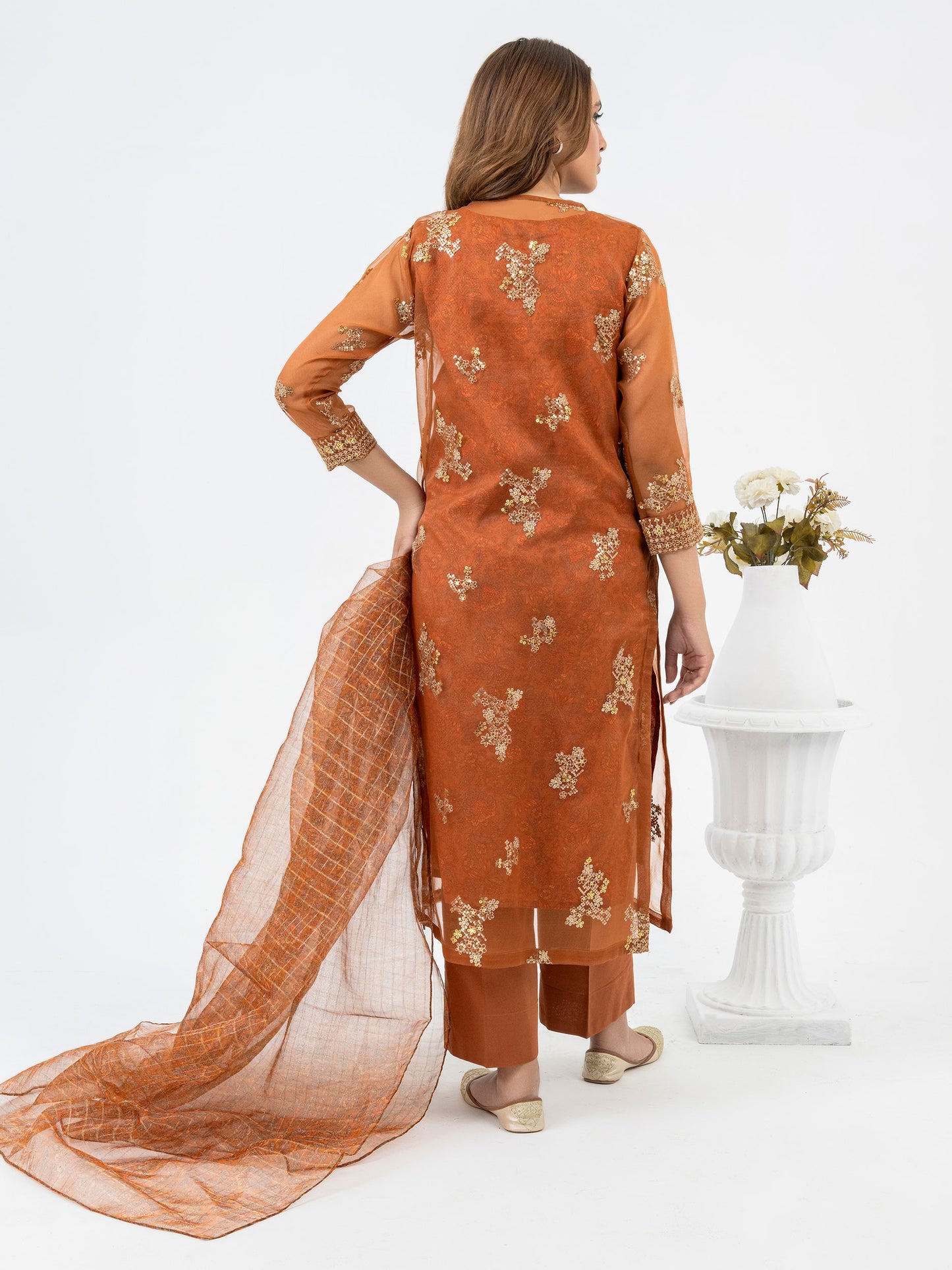 3 Piece Organza Suit-Embroidered(Pret)
