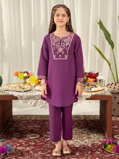 2 Piece Cotton Net Suit-Embroidered