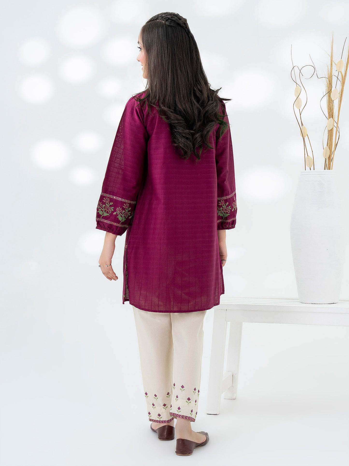 2 Piece Cambric Suit-Embroidered