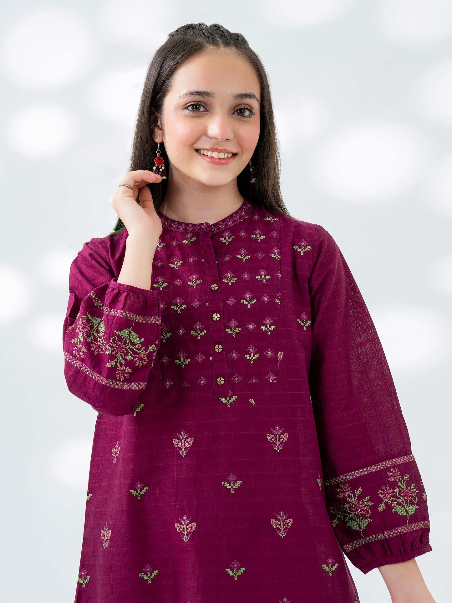 2 Piece Cambric Suit-Embroidered