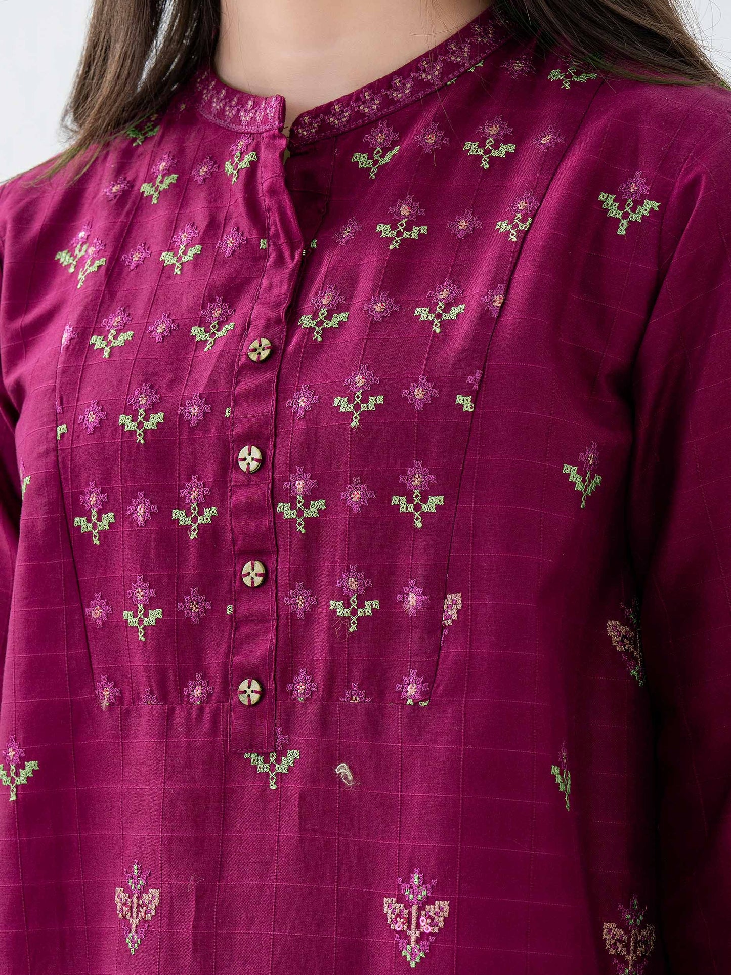 2 Piece Cambric Suit-Embroidered