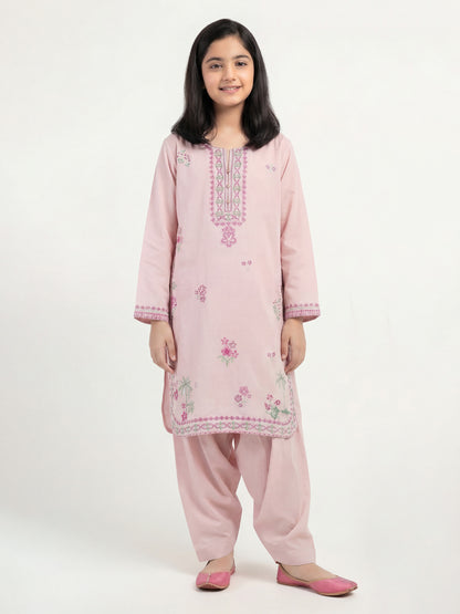 2 Piece Dobby Suit- Embroidered (Pret)