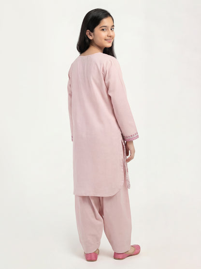 2 Piece Dobby Suit- Embroidered (Pret)