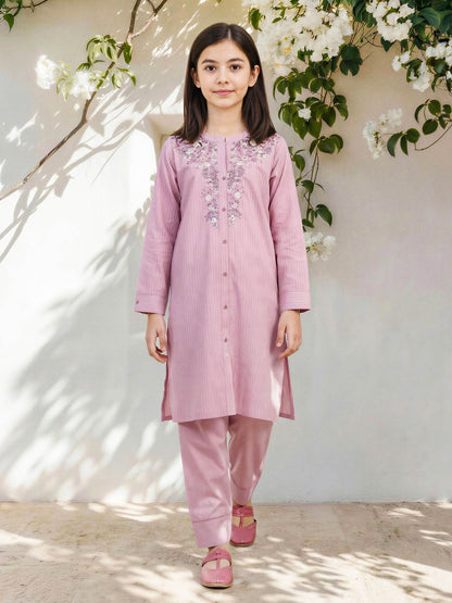 2 Piece Yarn Dyed Suit- Embroidered (Pret)