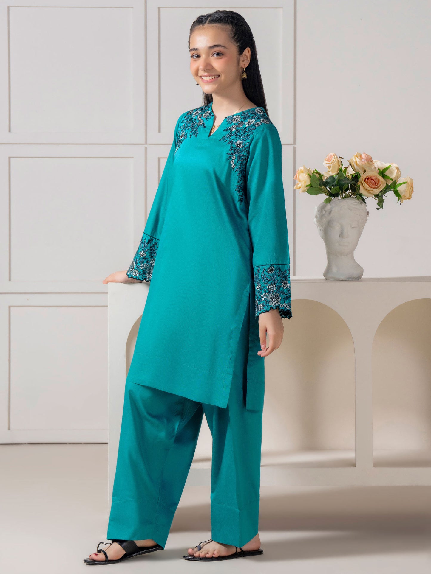 2 Piece Silk Suit-Embroidered