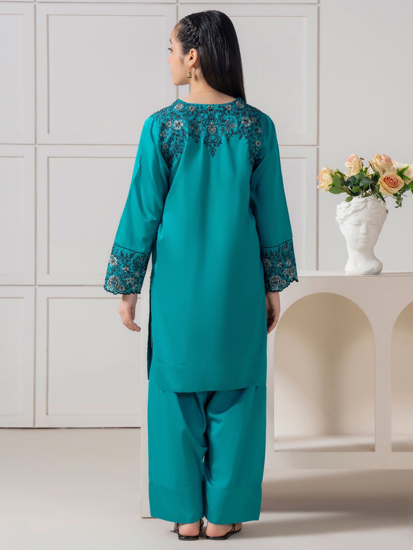 2 Piece Silk Suit-Embroidered