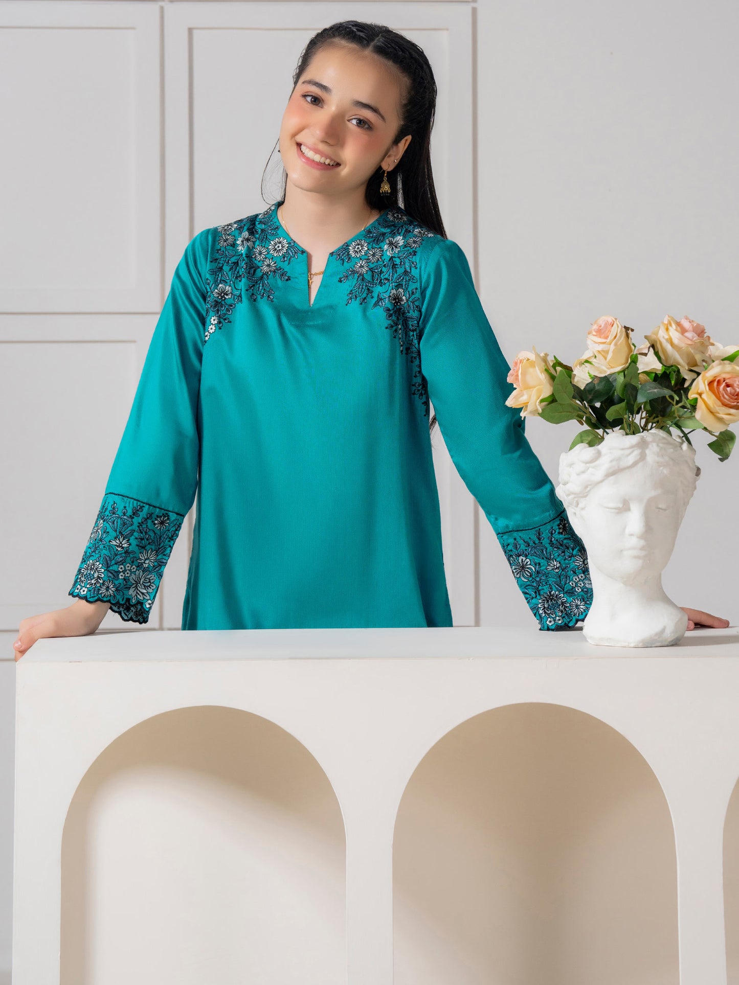 2 Piece Silk Suit-Embroidered