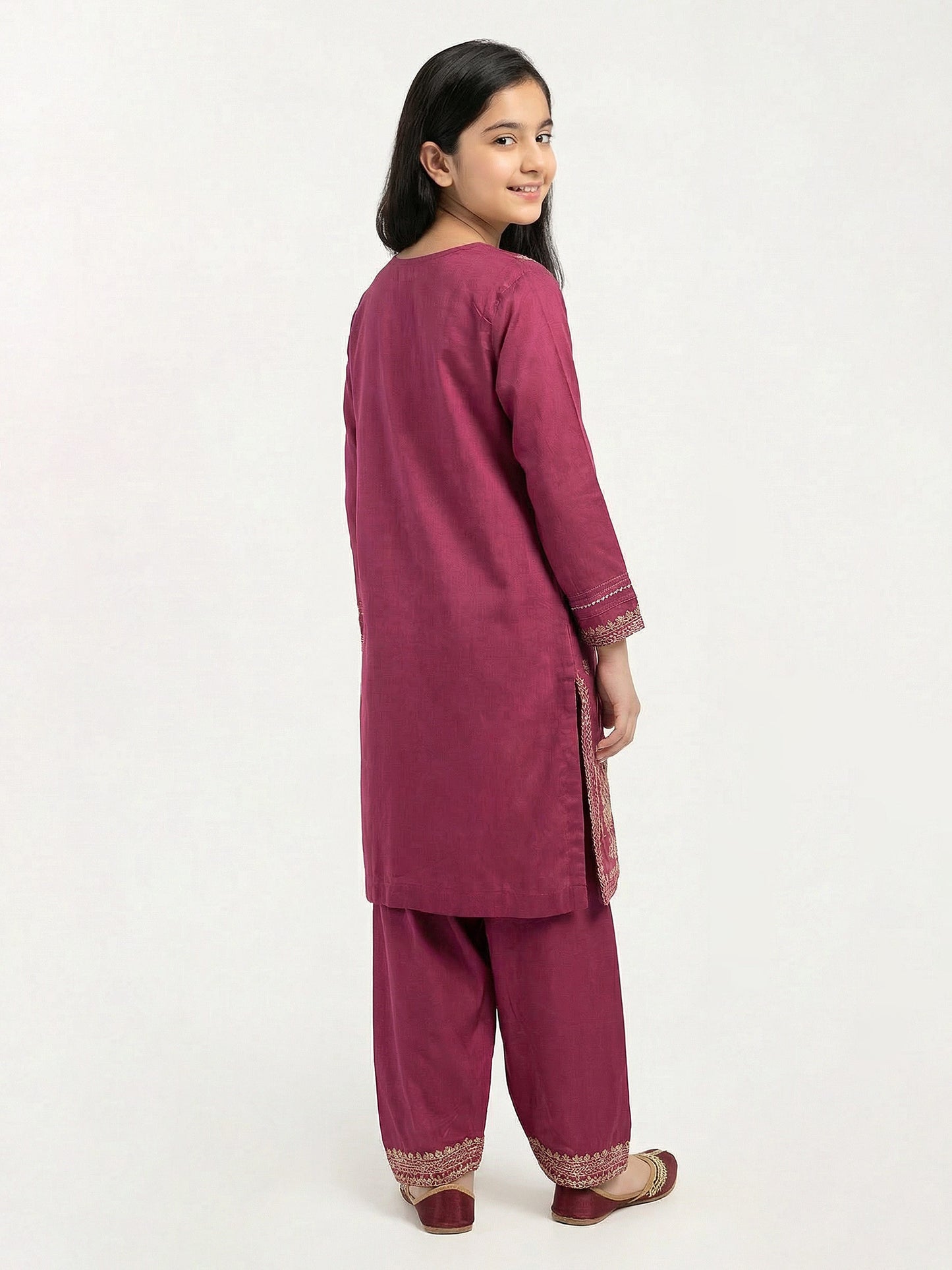 2 Piece Raw Silk Suit- Embroidered (Pret)